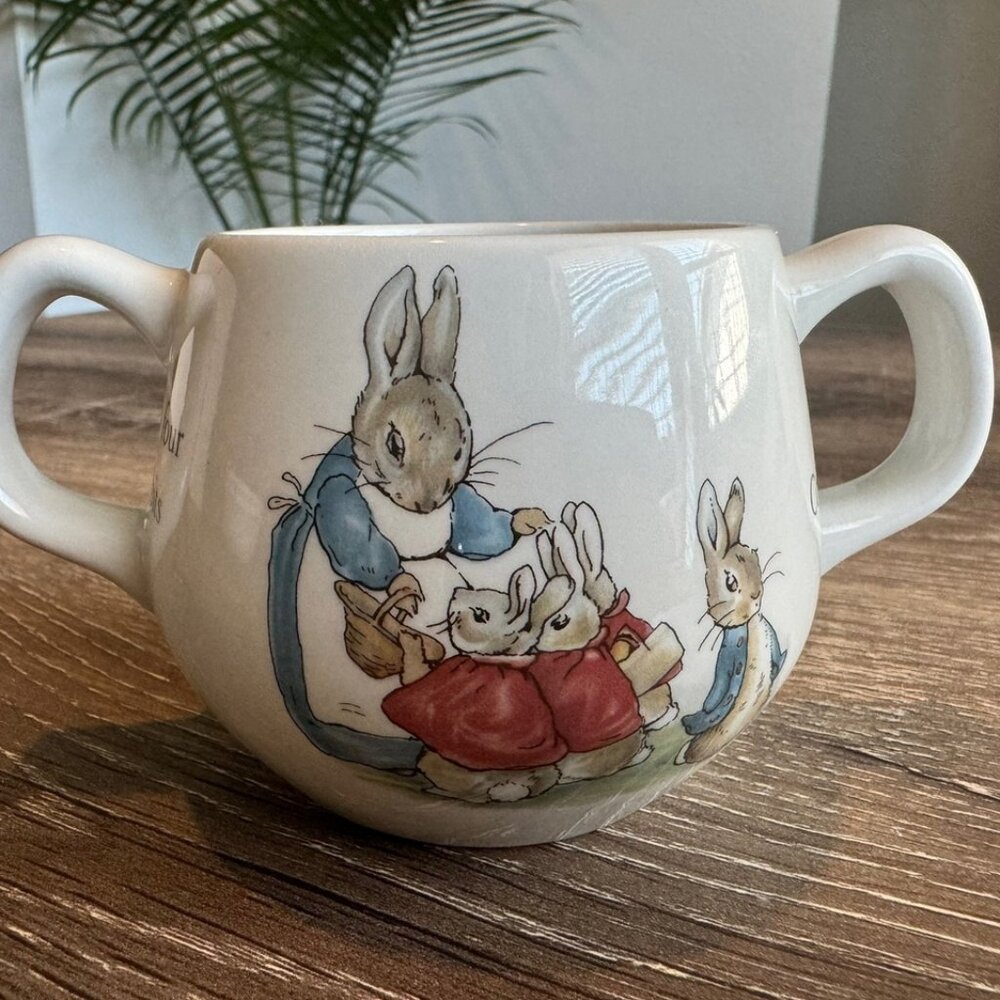 Wedgwood Peter Rabbit Two Handled Mug by Beatrix Potter Design.